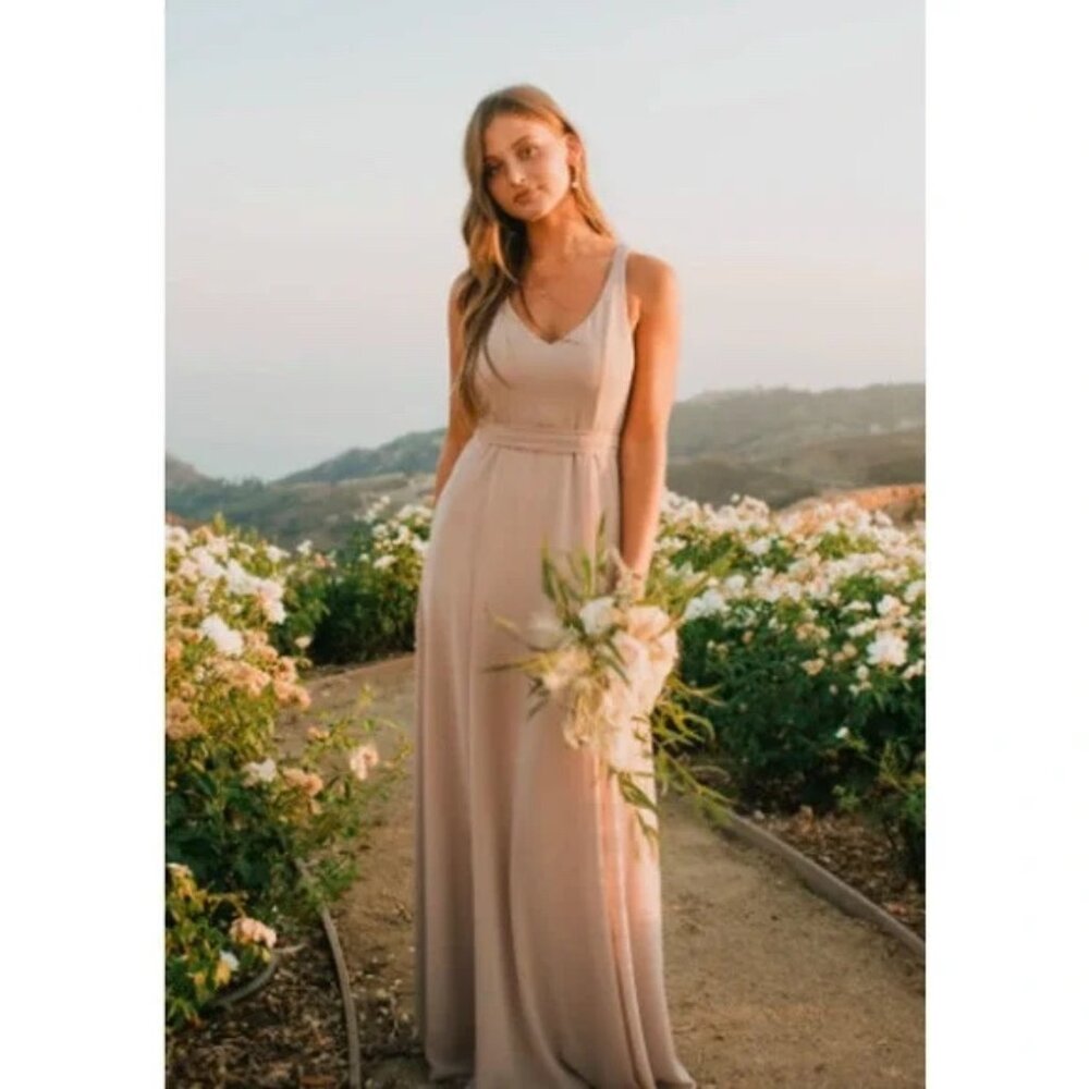 SHOW ME YOUR MUMU Jenn Maxi Dress Size XL Soft Beige Chiffon